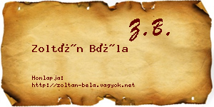 Zoltán Béla névjegykártya